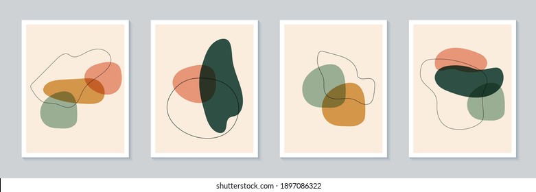 Abstract creative minimalist artistic hand drawing poster collection. Trendy composition for wall decoration. Postcard or brochure design. Vector illustration