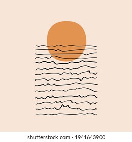 Abstract creative minimalist artistic hand drawn composition. For wall decoration, postcard, brochure design and more.