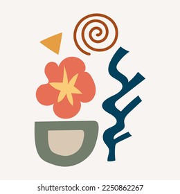 Abstract creative minimalist hand-painted illustrations for wall decoration, postcard or brochure cover design.