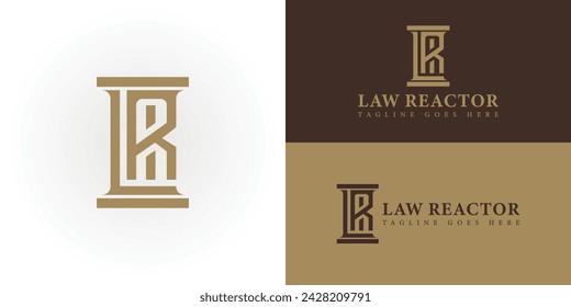 Abstract Creative and Minimalist Letter LR or RL Logo Design in gold color presented with multiple background colors. The logo is suitable for law firm company logo design inspiration templates.