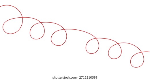 abstract creative minimalist red curly line design for card, poster, background.