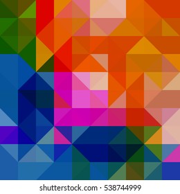 abstract creative modern geometric pattern of triangles, mosaic texture blue pink, vector illustration