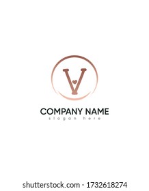 Abstract creative modern letter type V with love sign logo template, Vector logo for business and company identity 