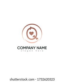Abstract creative modern letter type Q with love sign logo template, Vector logo for business and company identity 