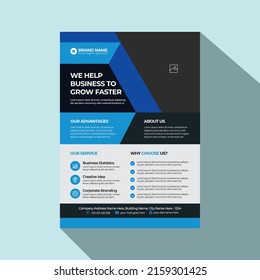 Abstract, Creative, Modern, Professional and Eye Catching Corporate or Business Flyer Template Design Vector, Magazine, Poster, Presentation, Brochure, Cover and Blue Color Shape A4 Layout for Company