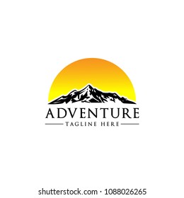 abstract creative mountain logo design with background 