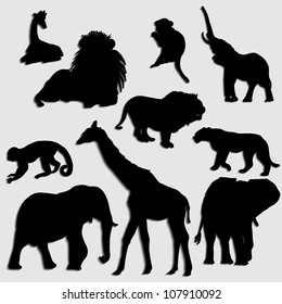 Abstract creative nature modern wild animal silhouette set vector background