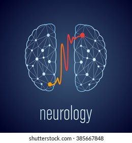Abstract creative neurology concept with two linked parts of human brain