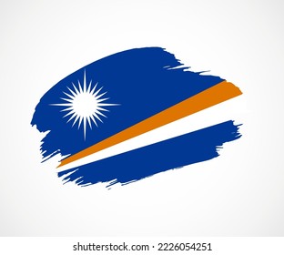 Abstract creative painted grunge brush flag of Marshall Islands country with background
