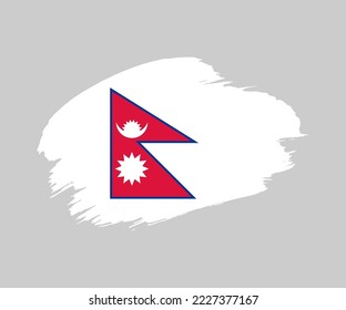 Abstract creative painted grunge brush flag of Nepal country with background