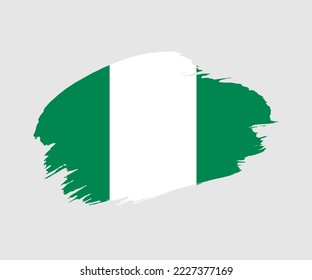 Abstract creative painted grunge brush flag of Nigeria country with background