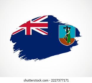 Abstract creative painted grunge brush flag of Montserrat country with background
