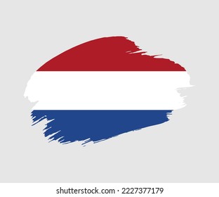 Resumen de la creativa bandera pintada de brocha gris pintada de fondo del país de los Países Bajos