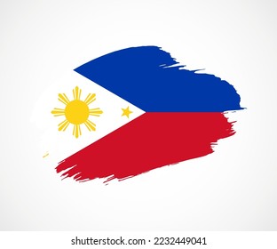 Abstract creative painted grunge brush flag of Philippines country with background