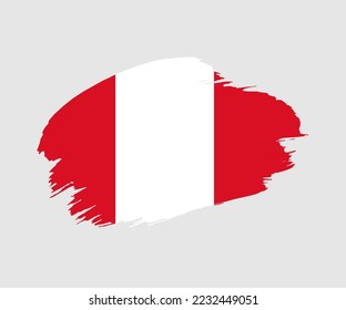 Abstract creative painted grunge brush flag of Peru country with background