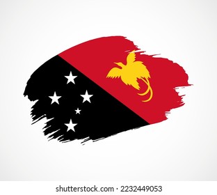 Abstract creative painted grunge brush flag of Papua New Guinea country with background