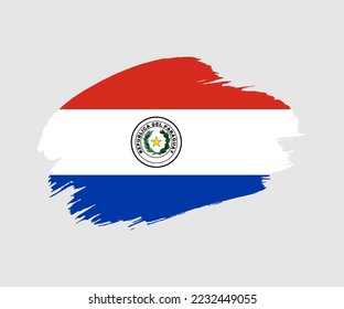 Abstract creative painted grunge brush flag of Paraguay country with background