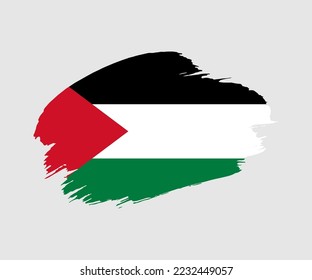 Resumen creativo pintado de la bandera de un pincel gris de Palestina con antecedentes