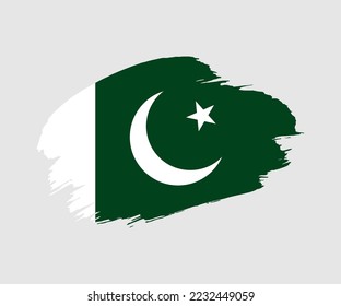 Abstract creative painted grunge brush flag of Pakistan country with background