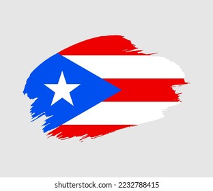 Abstract creative painted grunge brush flag of Puerto Rico country with background