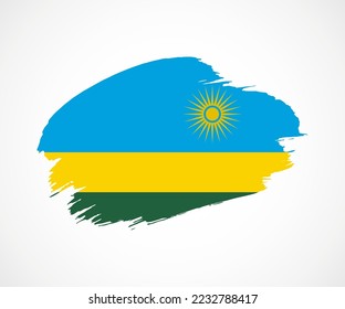 Abstract creative painted grunge brush flag of Rwanda country with background