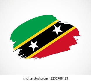 Abstract creative painted grunge brush flag of Saint Kitts and Nevis country with background