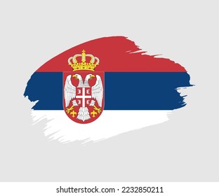 Abstract creative painted grunge brush flag of Serbia country with background