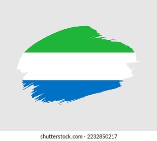 Abstract creative painted grunge brush flag of Sierra Leone country with background