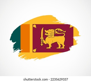 Abstract creative painted grunge brush flag of Sri Lanka country with background