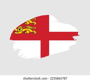 Abstract creative painted grunge brush flag of Sark country with background