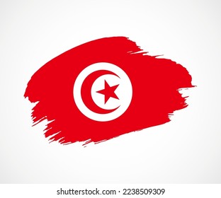 Abstract creative painted grunge brush flag of Tunisia country with background