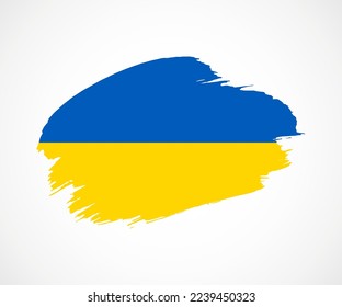 Abstract creative painted grunge brush flag of Ukraine country with background