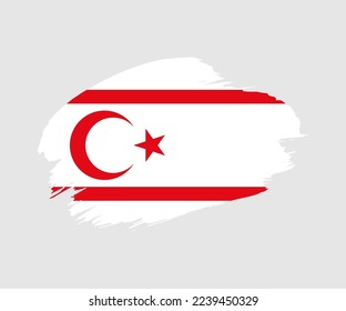 Resumen de la creativa bandera de brocha pintada con fondo en el país de la República Turca de Chipre Septentrional