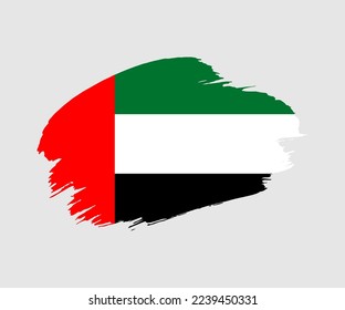 Resumen de la creativa bandera pintada de brocha gris de un país de los Emiratos Árabes Unidos con antecedentes