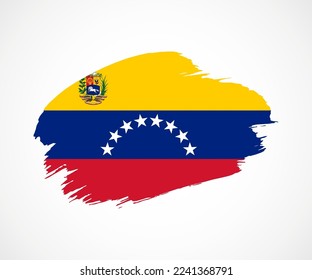 Abstract creative painted grunge brush flag of Venezuela country with background