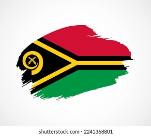 Abstract creative painted grunge brush flag of Vanuatu country with background