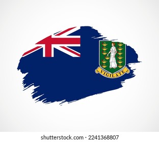 Abstract creative painted grunge brush flag of British Virgin Islands country with background