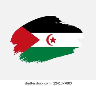 Abstract creative painted grunge brush flag of Western Sahara country with background