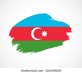 Resumen creativo pintado de la bandera de un pincel gris del país de Azerbaiyán con antecedentes