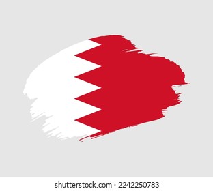 Abstract creative painted grunge brush flag of Bahrain country with background
