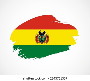 Resumen creativo pintado de la bandera grunge del país de Bolivia con antecedentes