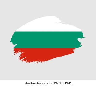 Abstract creative painted grunge brush flag of Bulgaria country with background