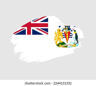 Abstract creative painted grunge brush flag of British Antarctic Territory country with background