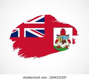 Abstrakte, kreative Grunge-Pinselflagge auf Bermuda-Hintergrund
