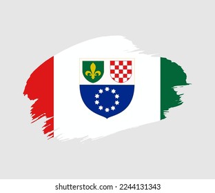 Resumen bandera de brocha pintada de forma creativa del país de la Federación de Bosnia y Herzegovina con antecedentes