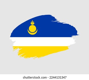 Abstract creative painted grunge brush flag of Buryatia country with background