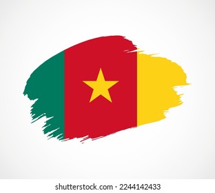 Resumen creativo pintado de la bandera de un pincel gris de Camerún con antecedentes