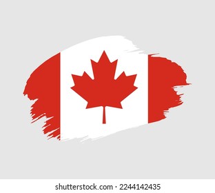 Resumen de la creativa bandera pintada de brocha gris pintada del país de Canadá con antecedentes