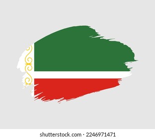Abstract creative painted grunge brush flag of Chechnya country with background