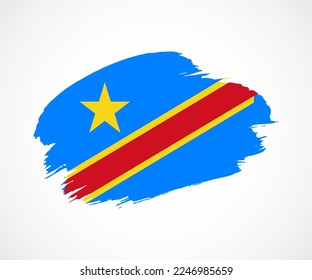 Resumen de la creativa bandera de brocha pintada con fondo en el país de la República Democrática del Congo